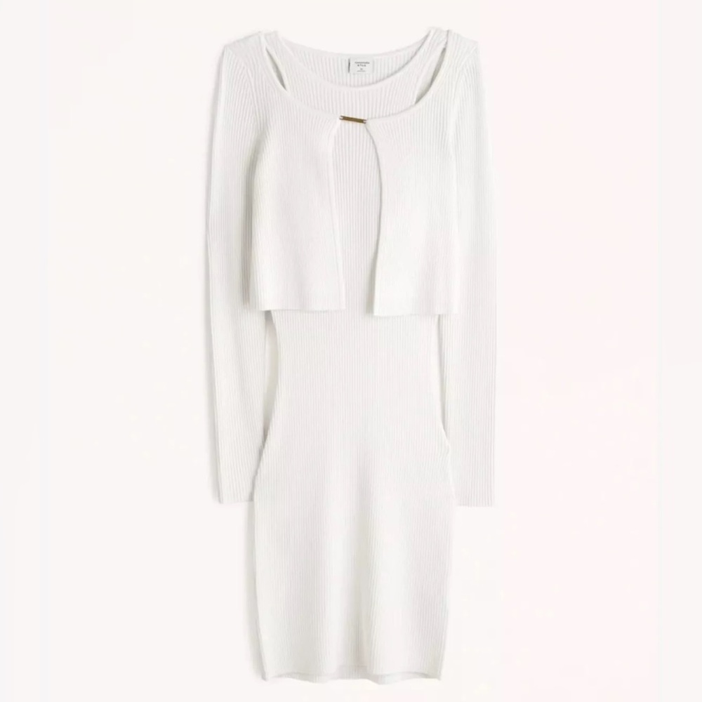 Mini sweater dress with cardigan set